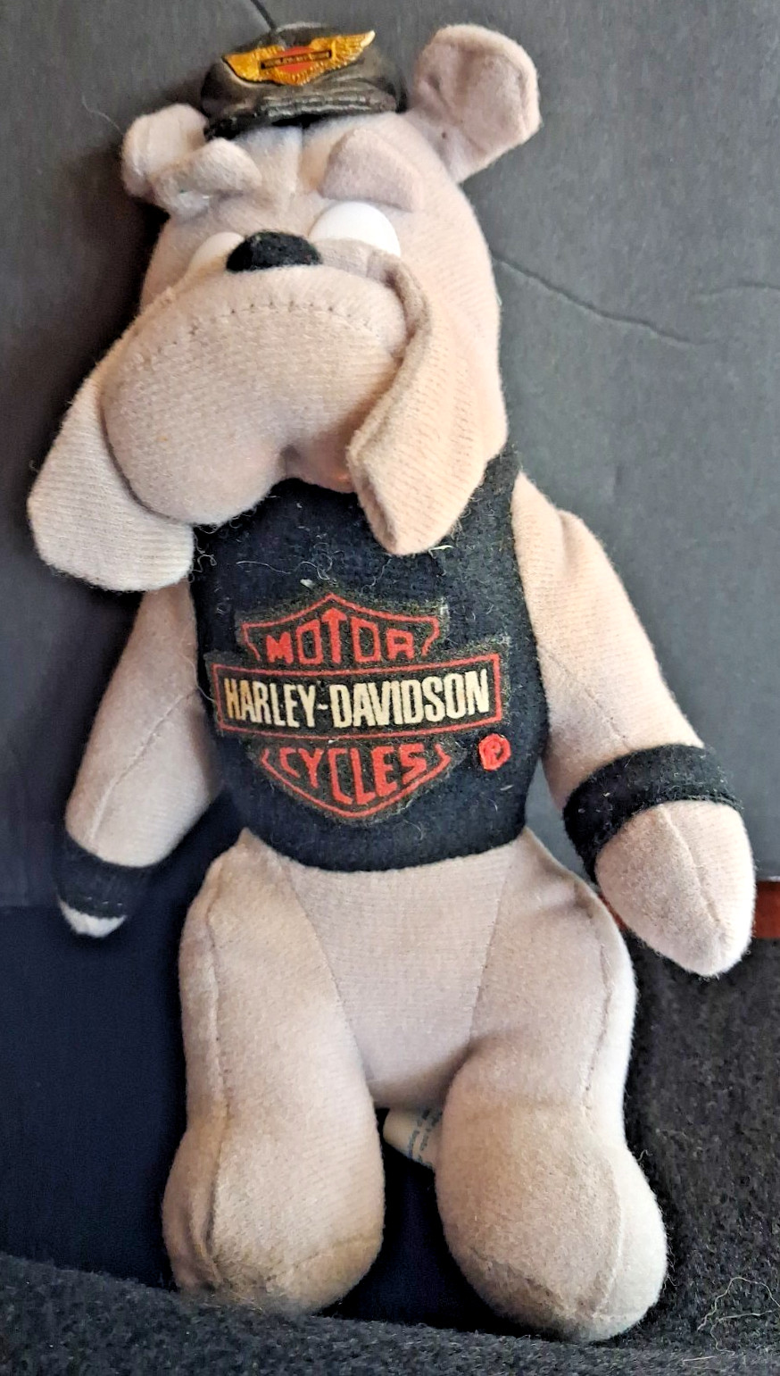 1993 HARLEY DAVIDSON BIKER BULLDOG with HD SHIRT & LEATHER CAP- PLUSH DOG-NWT
