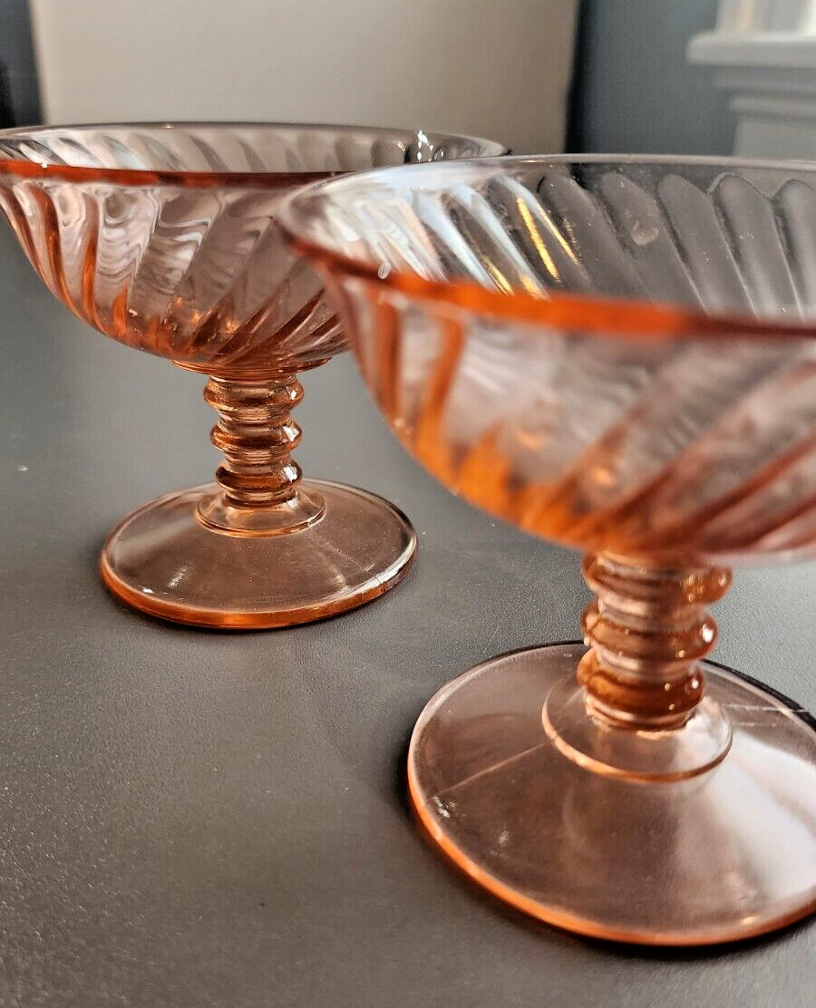 Duncan Miller Vintage Pink Swirl Glasses, Set of 2