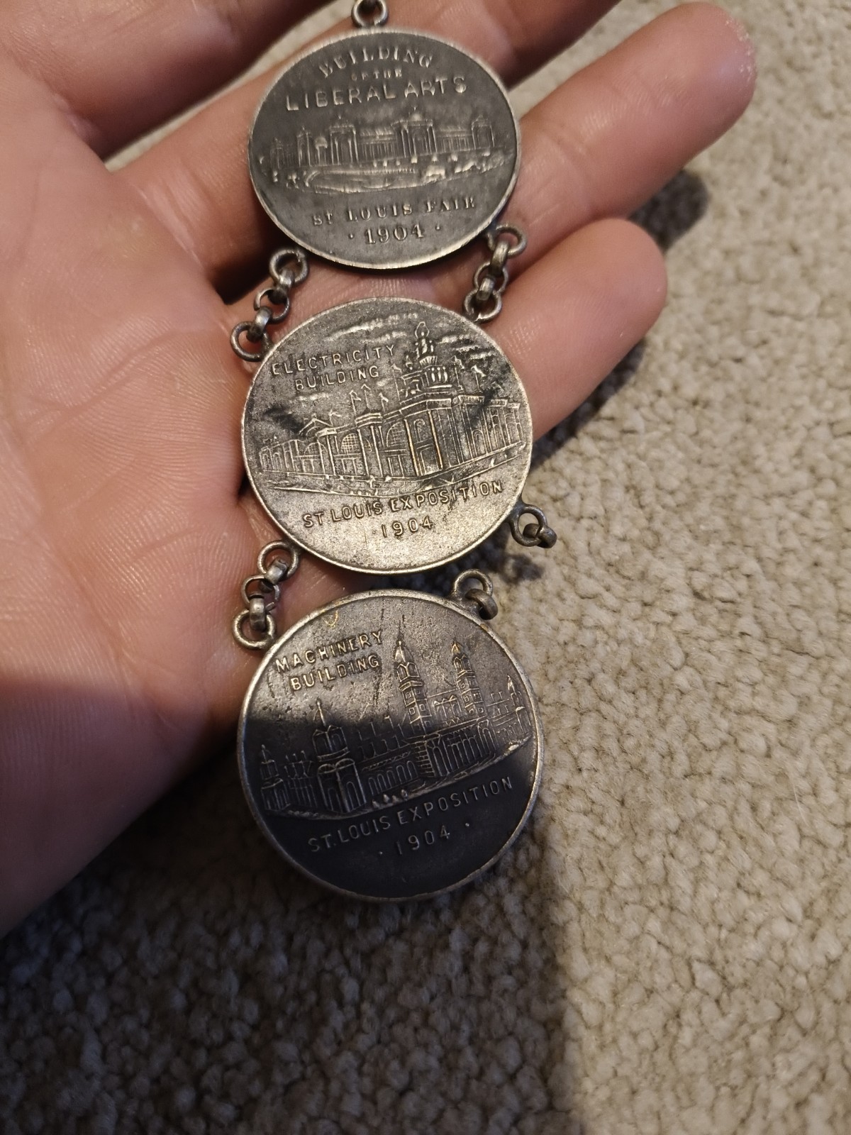 1904 St.Louis Expo Machinery Electrical Buildings Silver-Plated ? 32.6 mm 