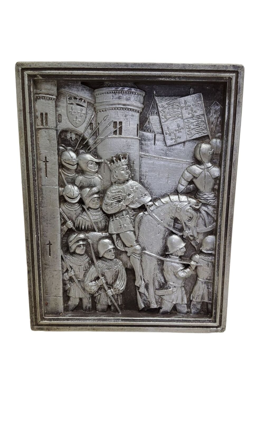 vintage marcus designs chalkware handmade in england crusades wall plaque.
