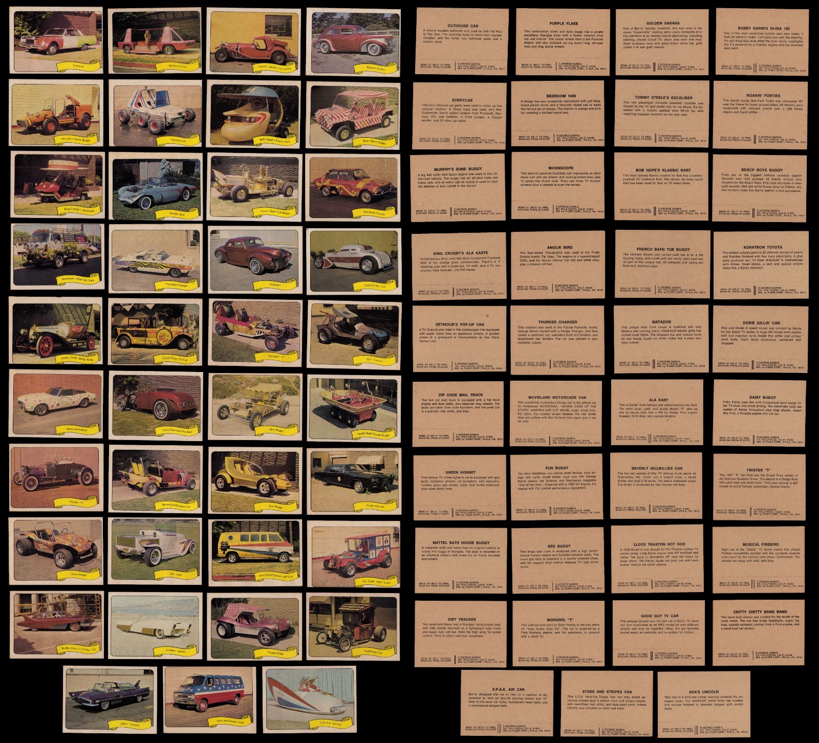 Original 1975 • BARRIS Fleer KUSTOM CARS Stickers (Series 2) Complete Set of 39 Original 1975 • BARRIS Fleer KUSTOM CARS Stickers (Series 2) Complete Set of 39