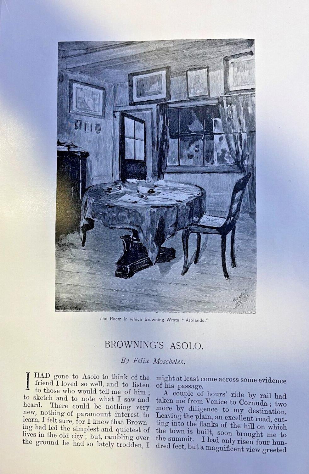 1891 Poet Robert Browning in Asolo Italy Market Place The Belvedere