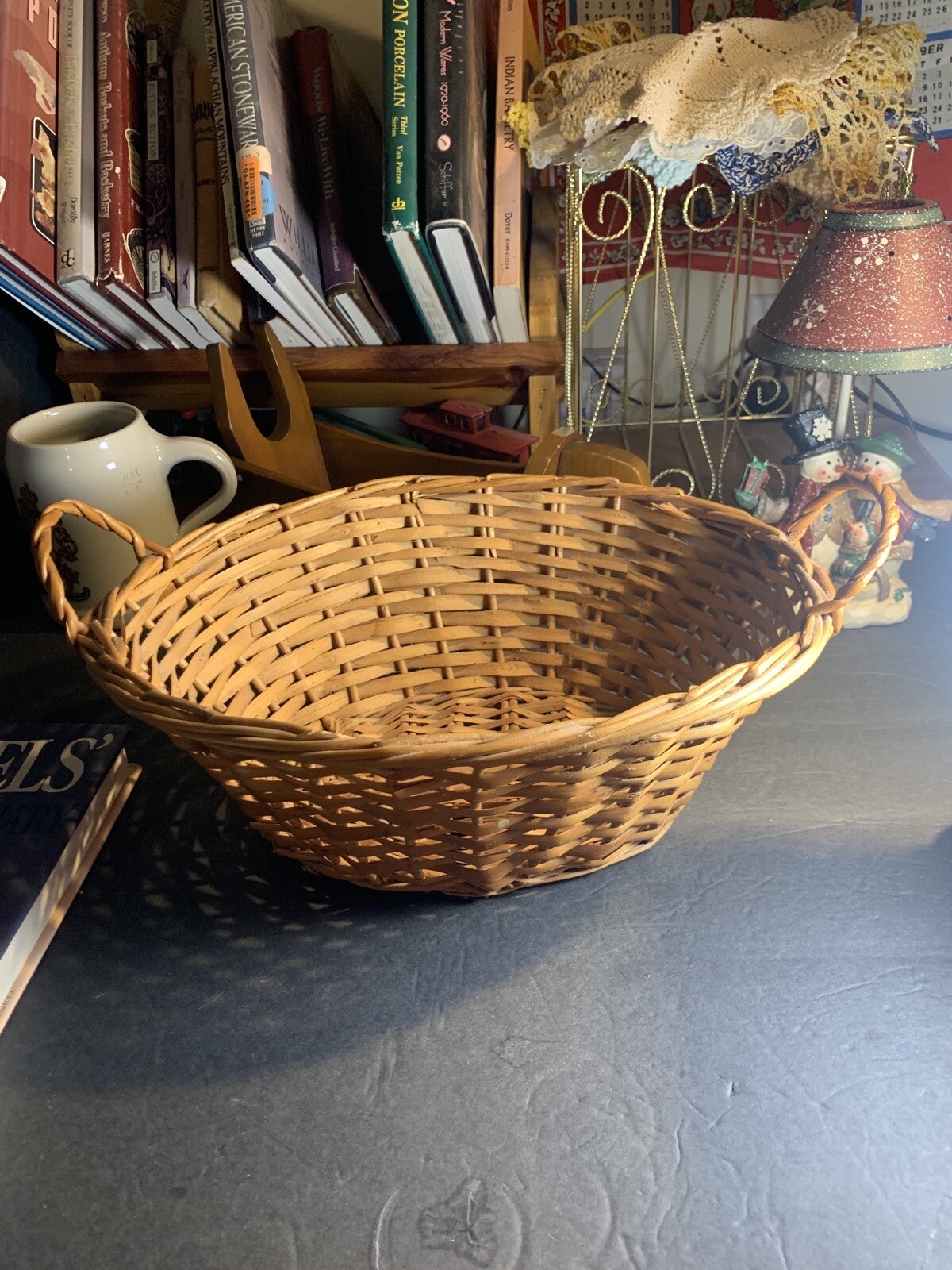 Vtg Oval Wicker Bread Basket~Splint ~Rustic French Country~Farmhouse~14”