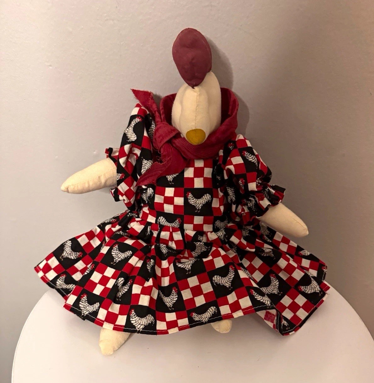 Vintage Primitive Cloth Chicken Hen Doll Country Farmhouse Decor Rooster Dress Vintage Primitive Cloth Chicken Hen Doll Country Farmhouse Decor Rooster Dress