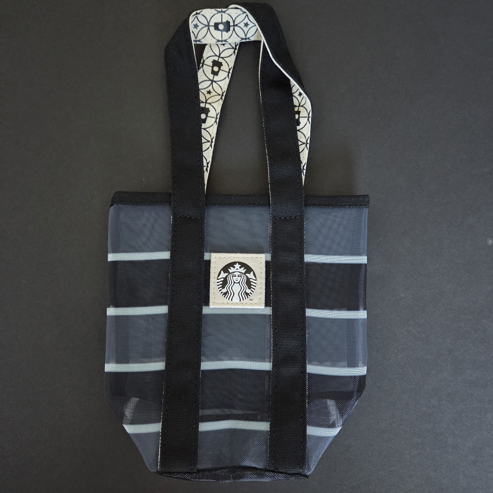 Starbucks Taiwan mesh togo cup drink bag - Black stripes NEW