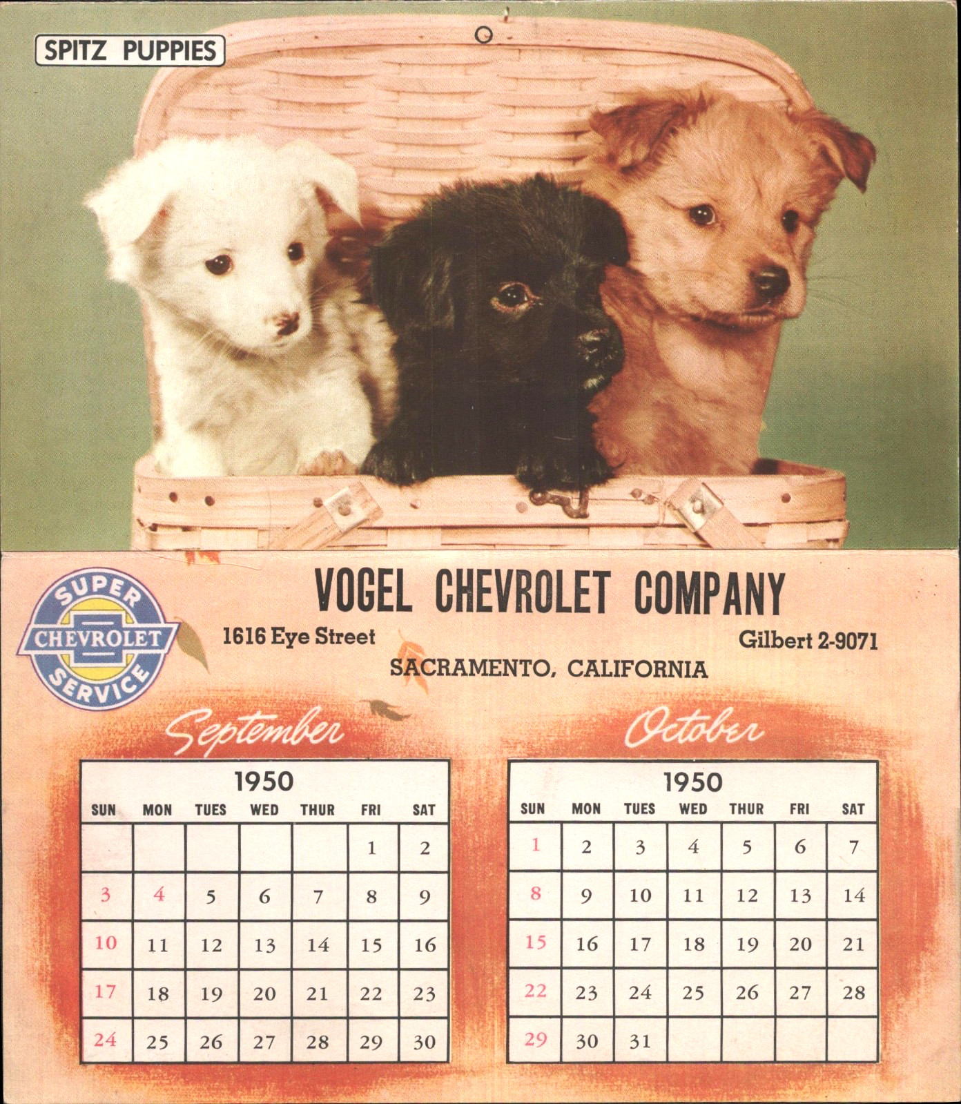1950 Sep/Oct VOGEL CHEVROLET CO. automobile advert mailer SACRAMENTO, CALIFORNIA