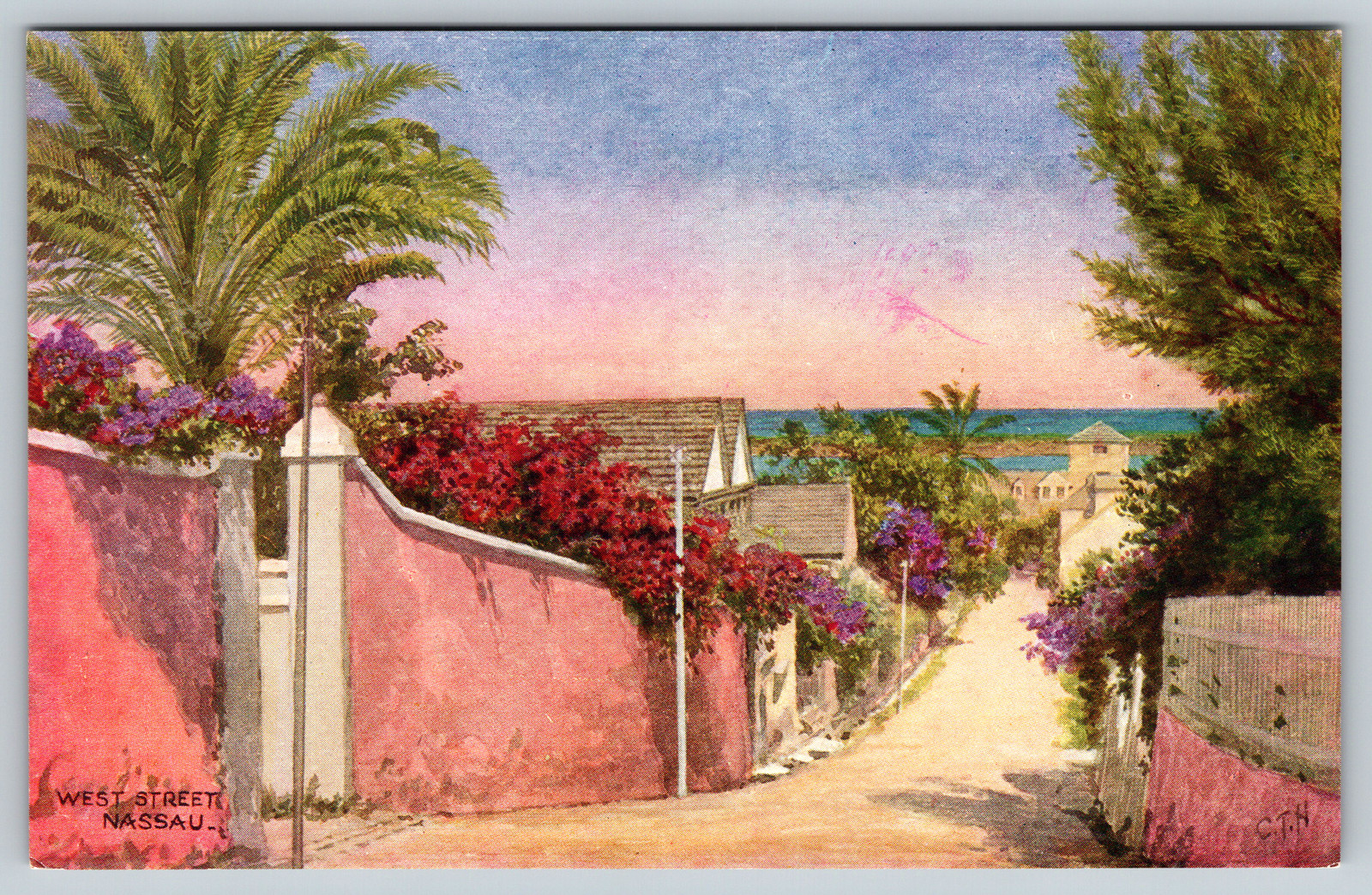 c1960s West Street Nassau Capital of the Bahamas Art Street  Vintage Postcard