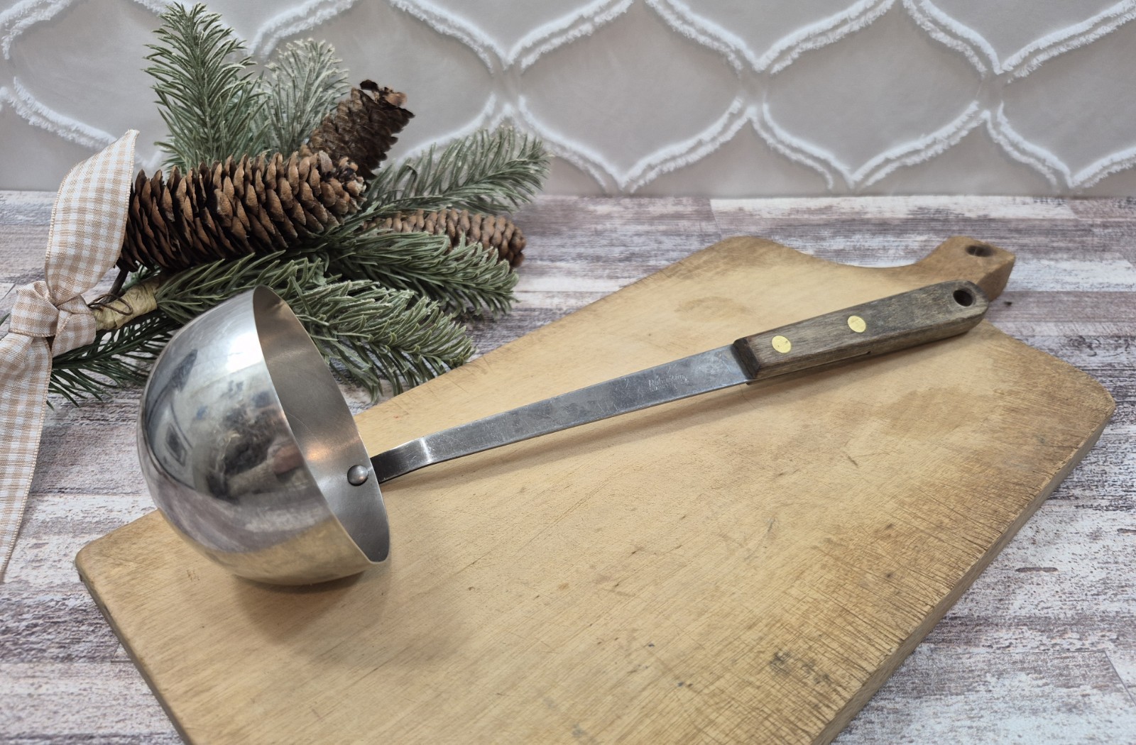 Vintage Robinson Stainless-Steel Soup or Chili Ladle with Wood Handle 11.5\