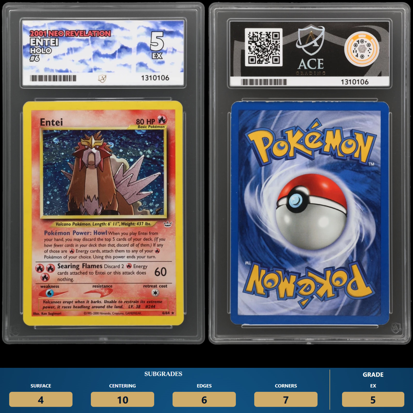Entei Holo 6/64 ACE 5 - 2001 Pokemon Neo Revelation