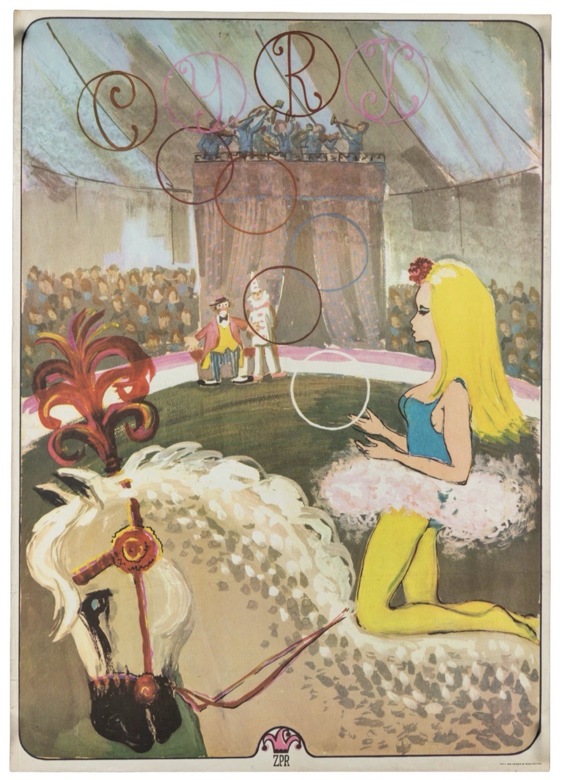 Vintage 1972 Polish CYRK Poster Circus Arena Juggling Horse Rider Art Rare