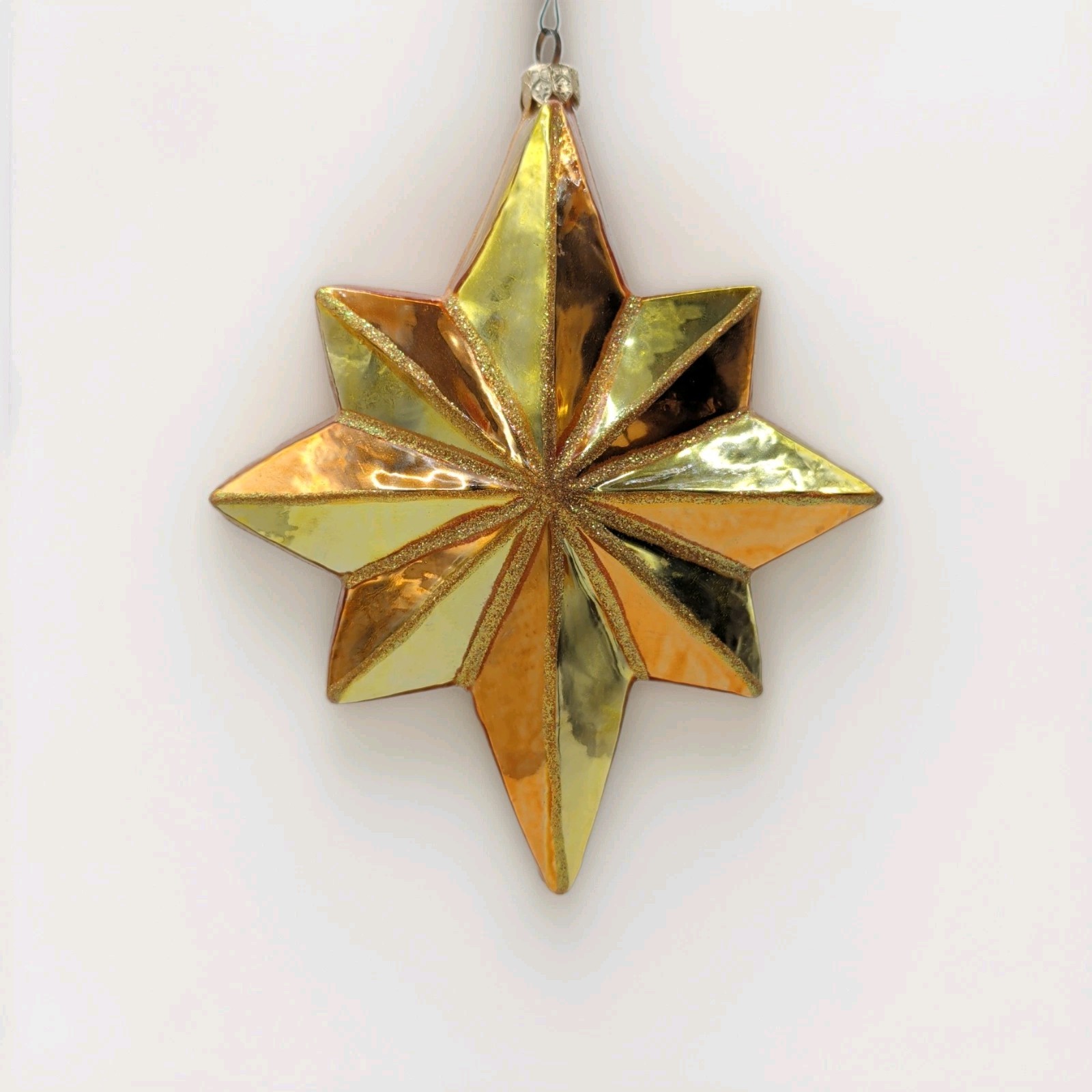 Rare Vtg Christopher RADKO 1999 Retired Star Christmas Ornament Gold Copper