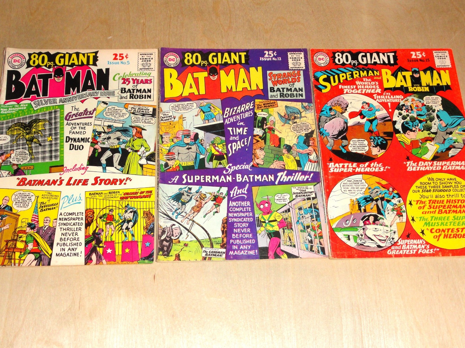 80 Page Giant #5 VG/FN, #12 GD/VG, #15 VG (1964-1965) Batman DC
