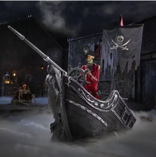 9.5-FT Dead Water Animated LED Pirate Ship Halloween Yard Decoration 2026 PROP