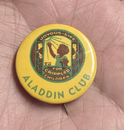 Vintage Aladdin Club Shriners Pinback Button Whitehead & Hoag 1920s 1930s