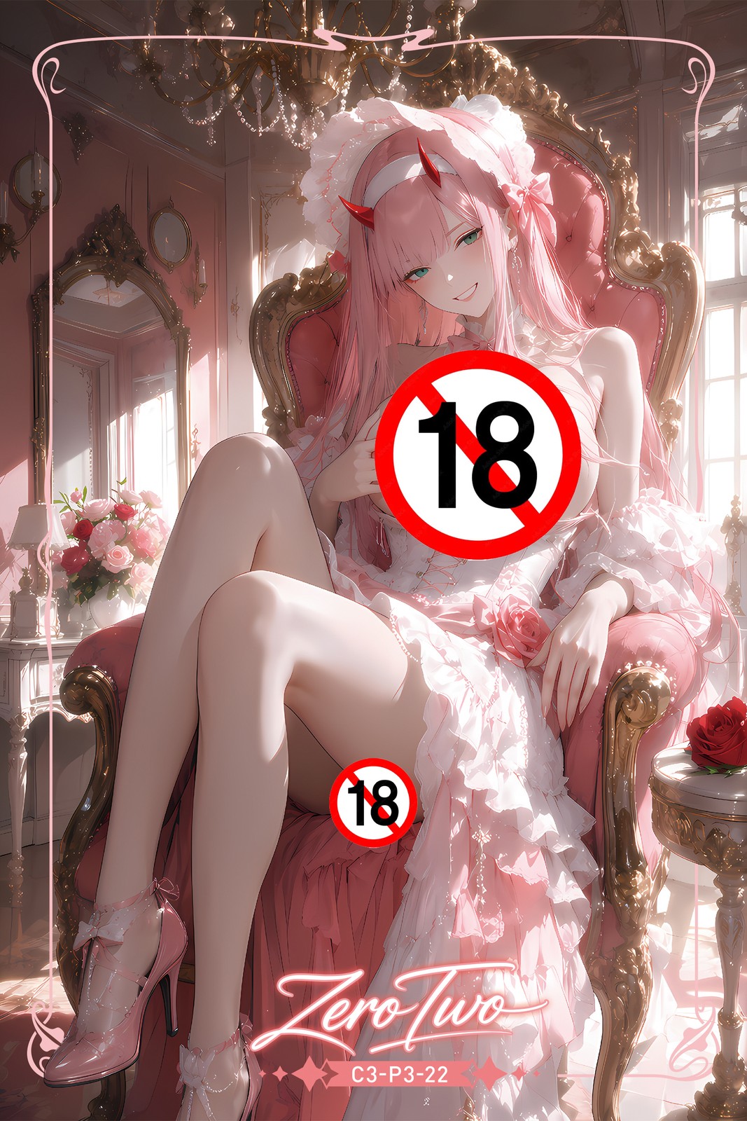 Zero Two Waifu Card Anime Girl Fanart Card Oversized Board A5 With NFC Chip