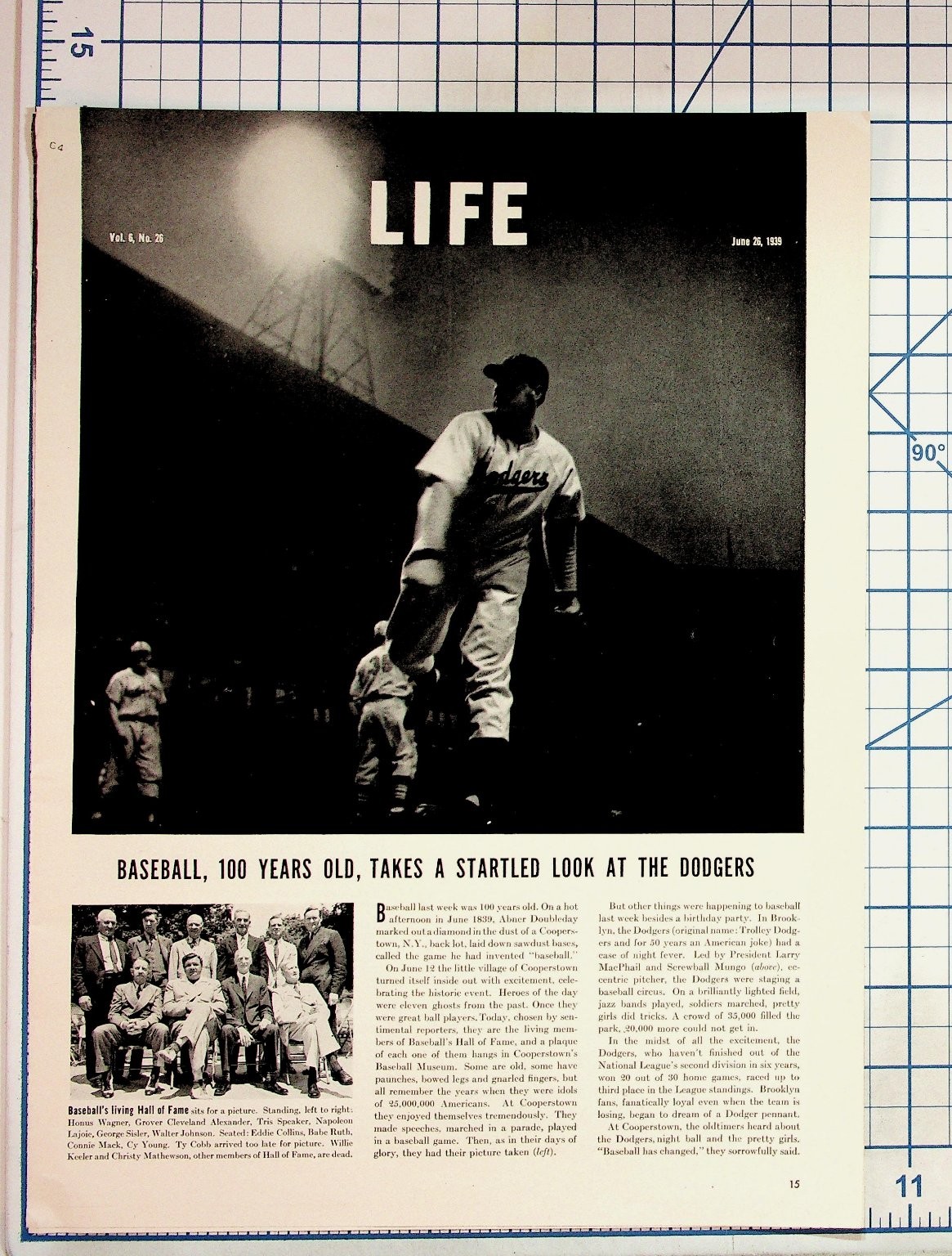 1939 LIFE Magazine Baseball 100 Years Dodgers Babe Ruth DiMaggio MLB Vintage