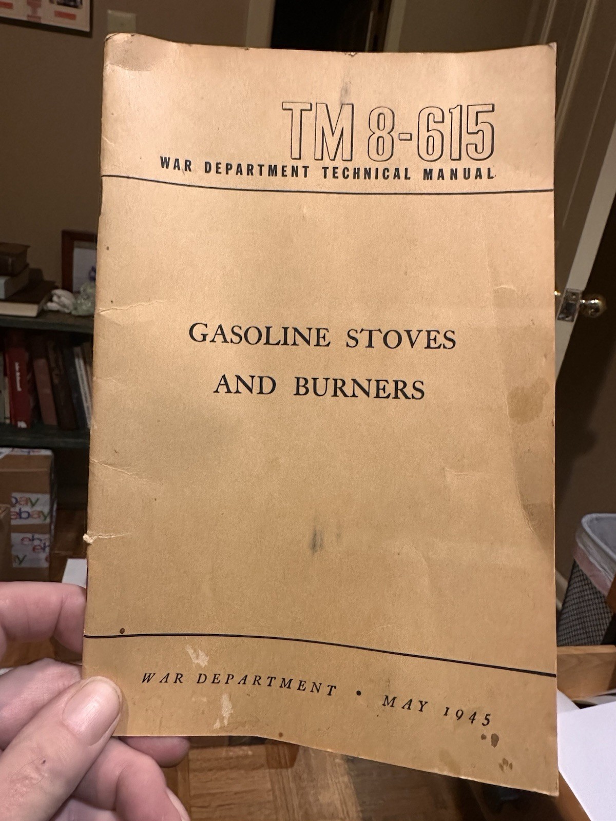 vintage 1945 WW2 War Department Manual - GASOLINE STOVES AND BURNERS - TM 8-615