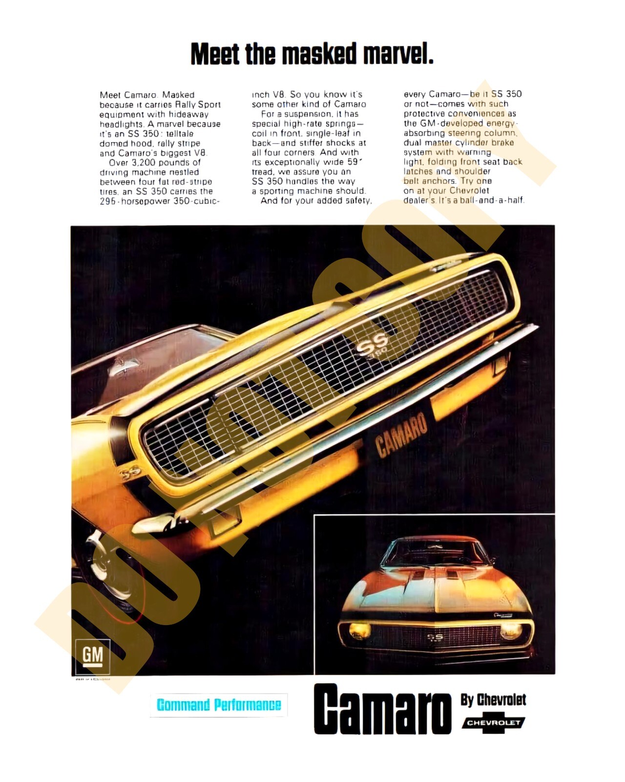 1967 Chevrolet Camaro SS Magazine Brochure Promo Ad 8x10 Photo