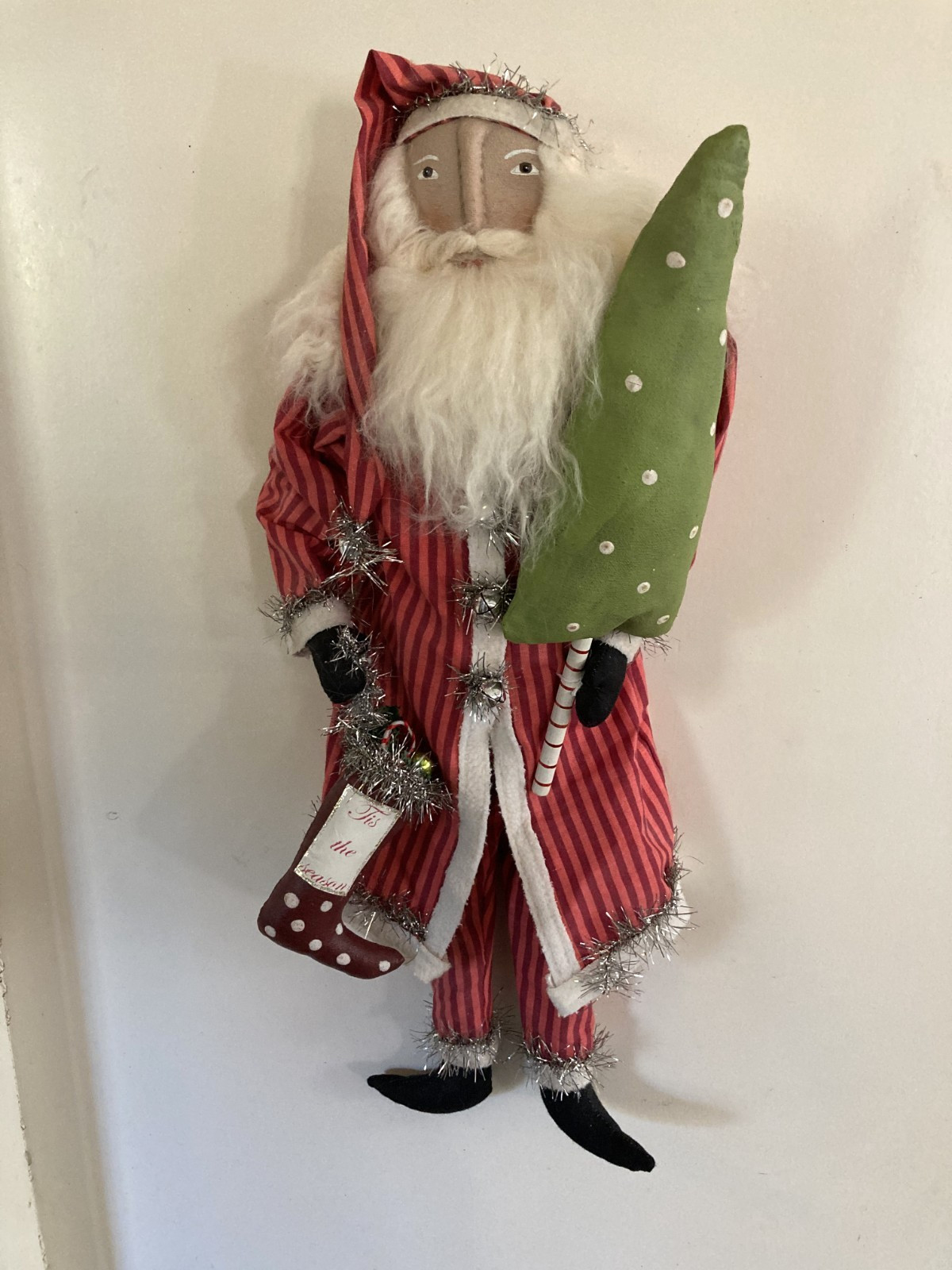 Sharon Andrews Primitive for ESC Trading Co Folk Art Santa with Christmas Tree