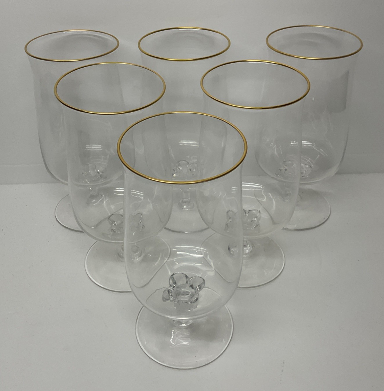 Set Of 6 Lenox Crystal Intrigue Iced Tea Glasses, Discontinued Perfect Gold Rims