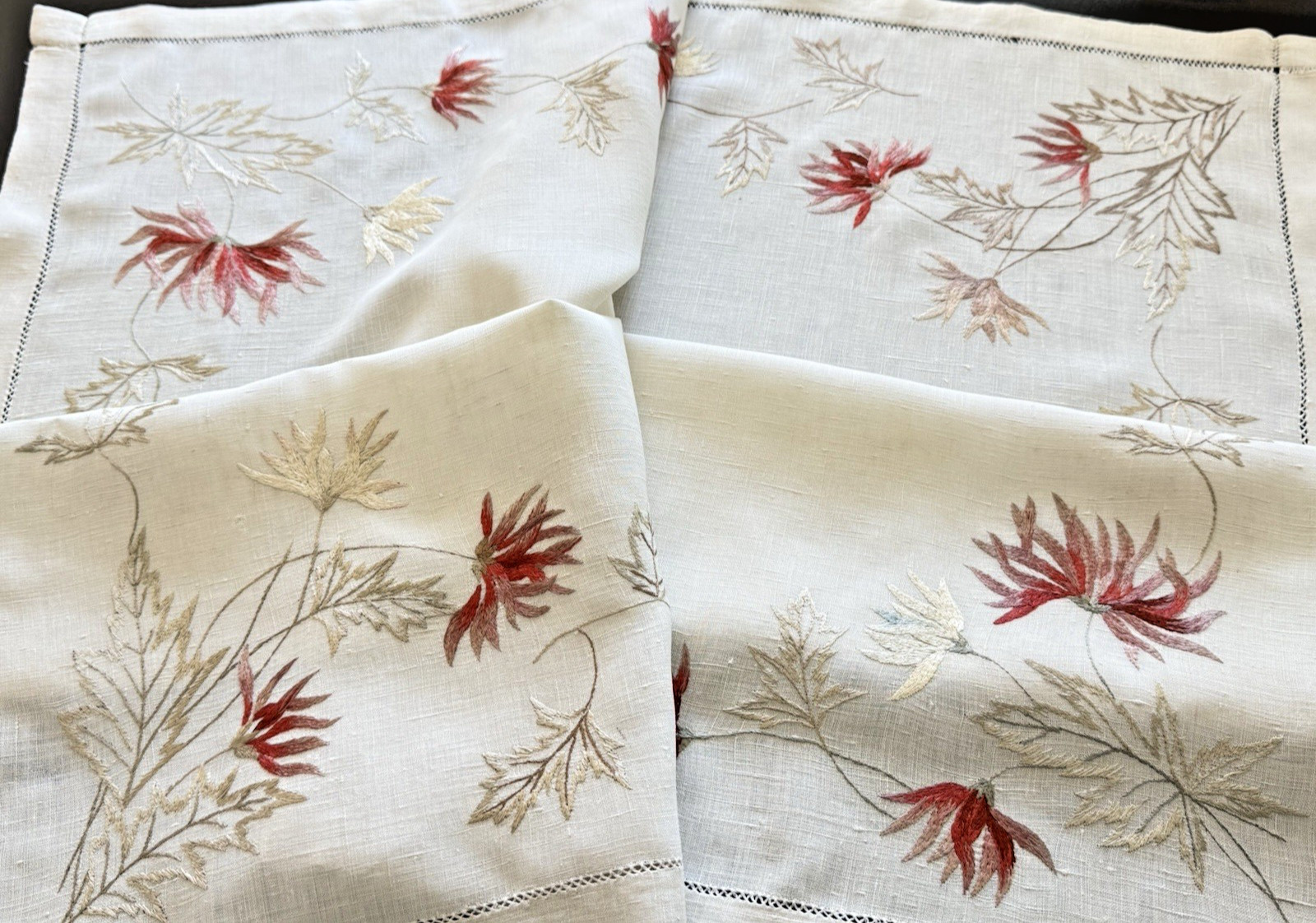 Vintage Silk Society Hand Embroidered Tablecloth 33\