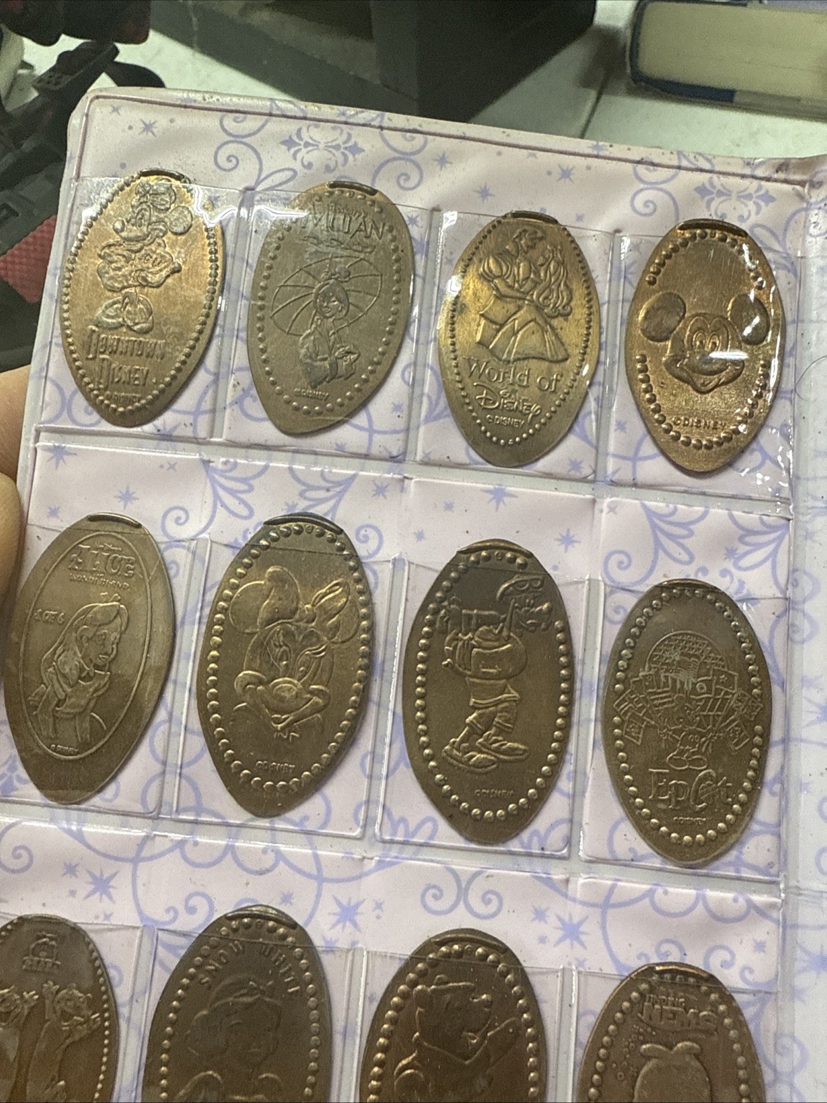 WALT DISNEY WORLD WDW Case W/ Pressed Penny & Quarter Lot 54 Coins RARE ONES