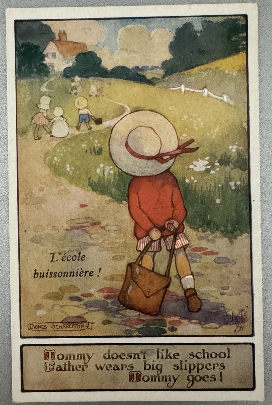 Old postcard Agnes Richardson Tuck 8671 L’école buissonnière Our Kiddies circa 1920