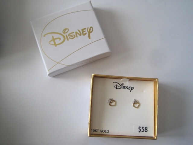 DISNEY Fine Earrings Heart Crown 10k Pierced Earrings