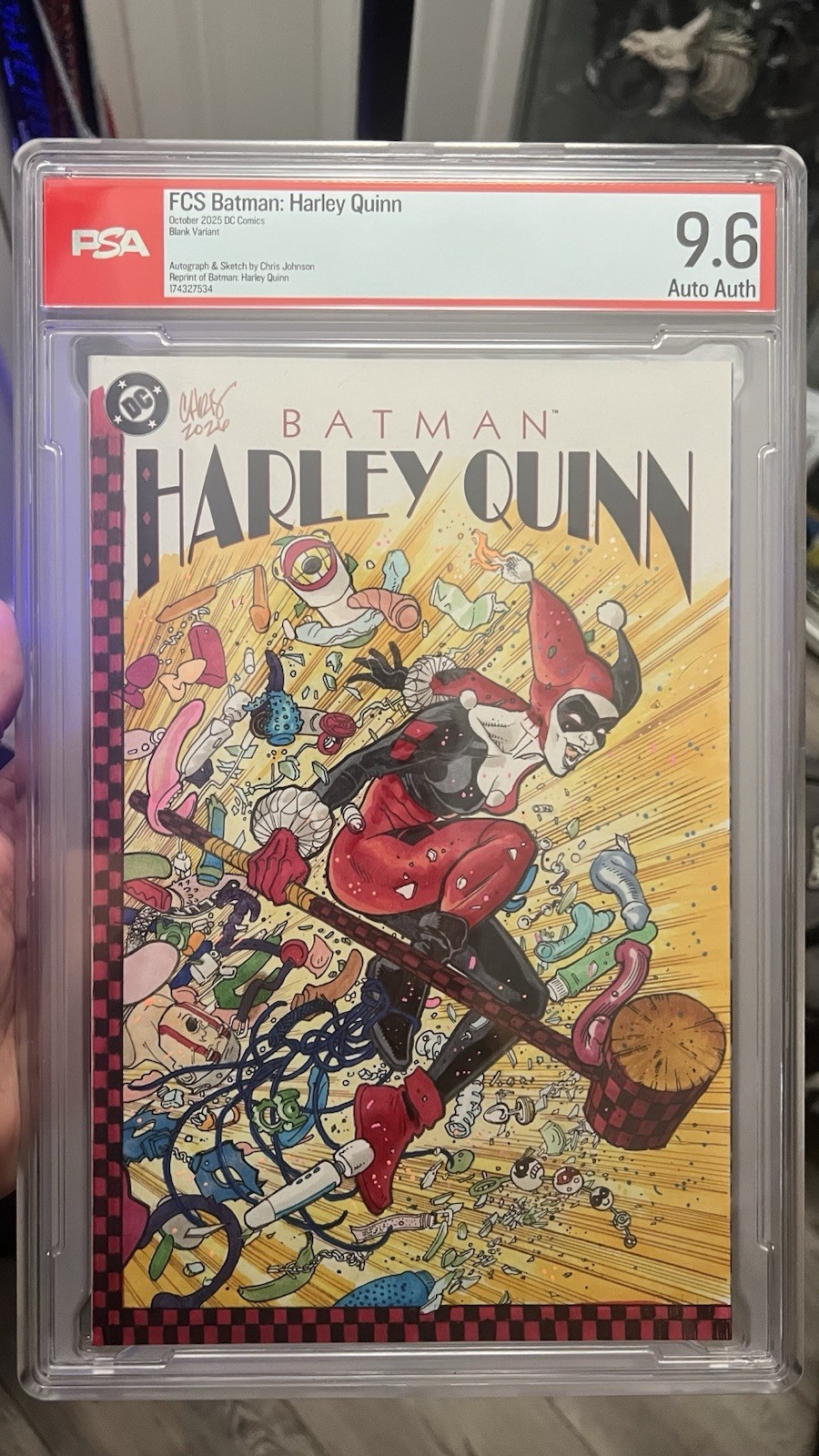 Harley Quinn Sketch Cover comic By Chris Johnson PSA 9.6