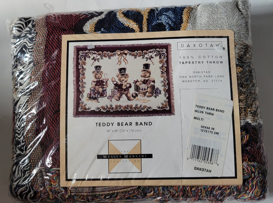 Tapestry Throw Blanket Teddy Bear Band 50 x 68 IN Christmas Theme Dakotah New