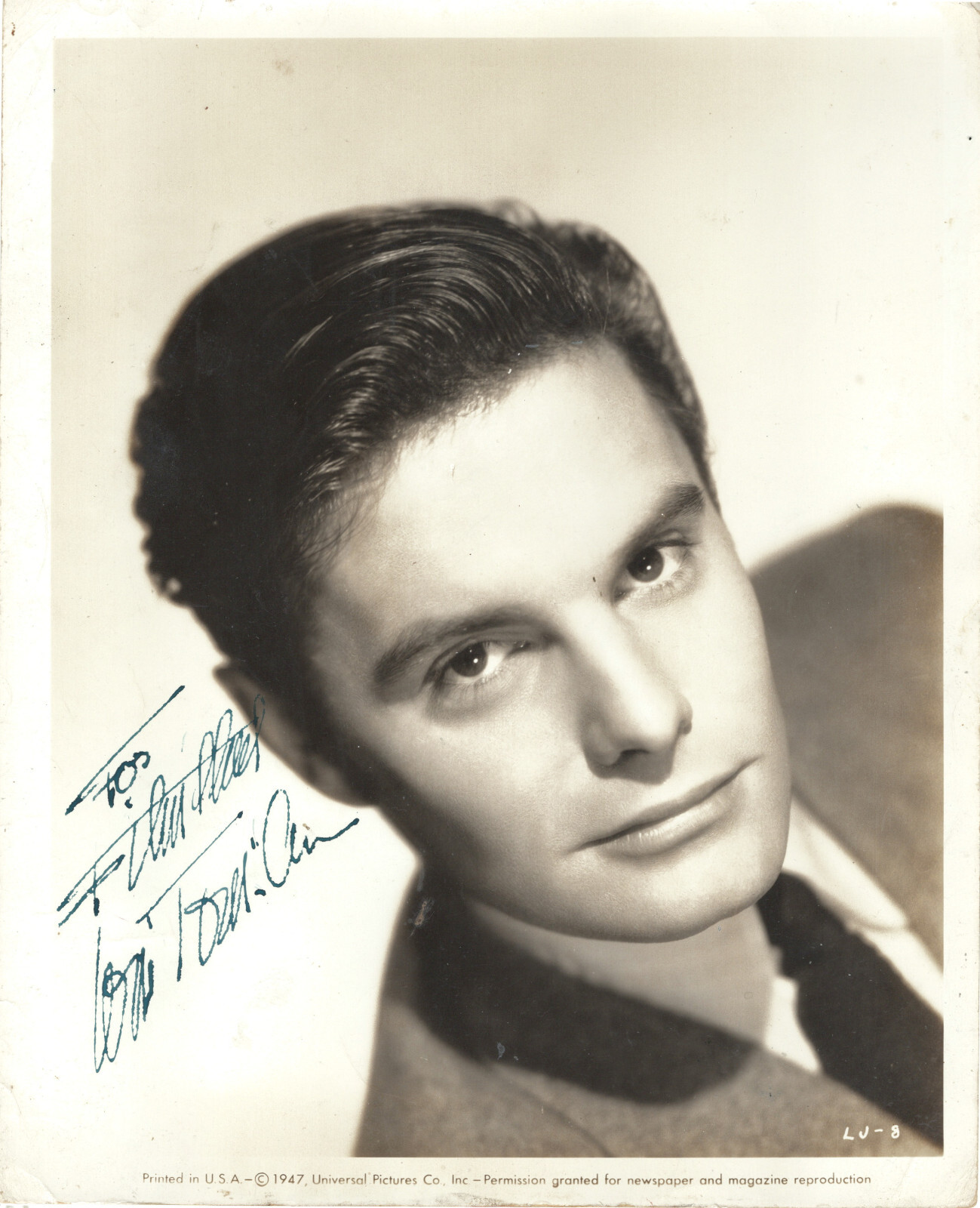 FRENCH-AMERICAN ACTOR LOUIS JORDAN, SIGNED VINTAGE STUDIO PHOTO