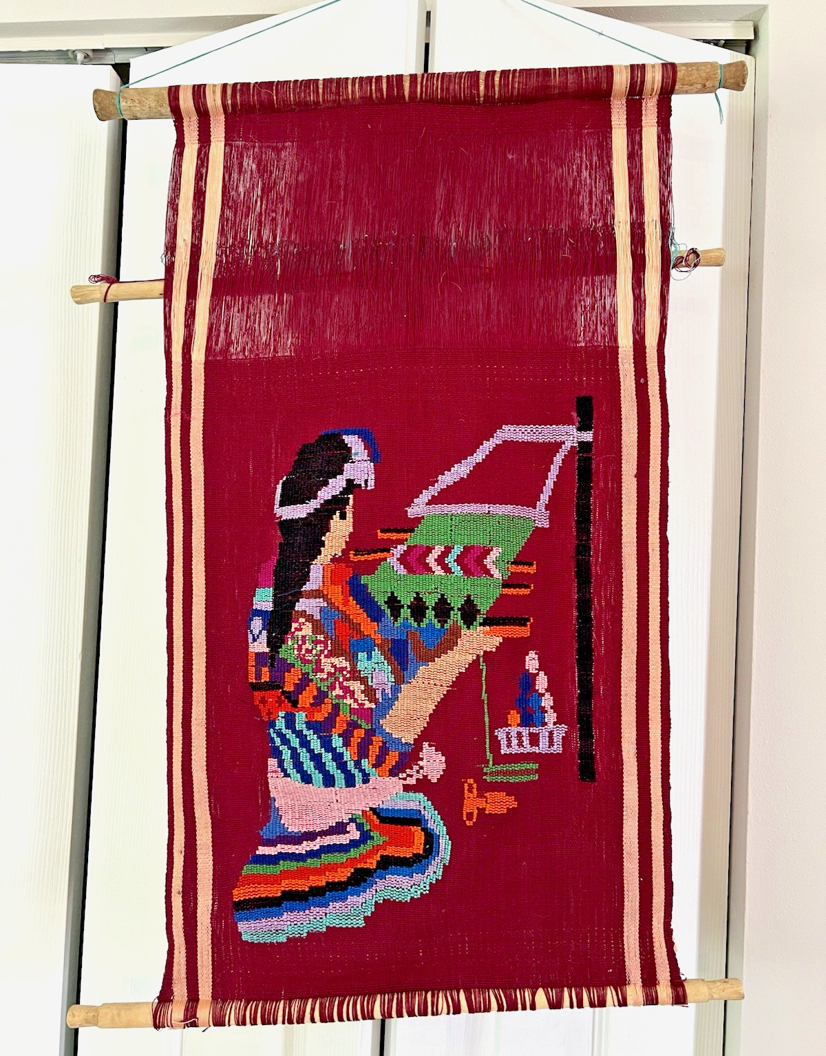 Vtg Guatemala Mayan Woman Backstrap Loom Handwoven Wall Hanging Tapestry 28 Vtg Guatemala Mayan Woman Backstrap Loom Handwoven Wall Hanging Tapestry 28