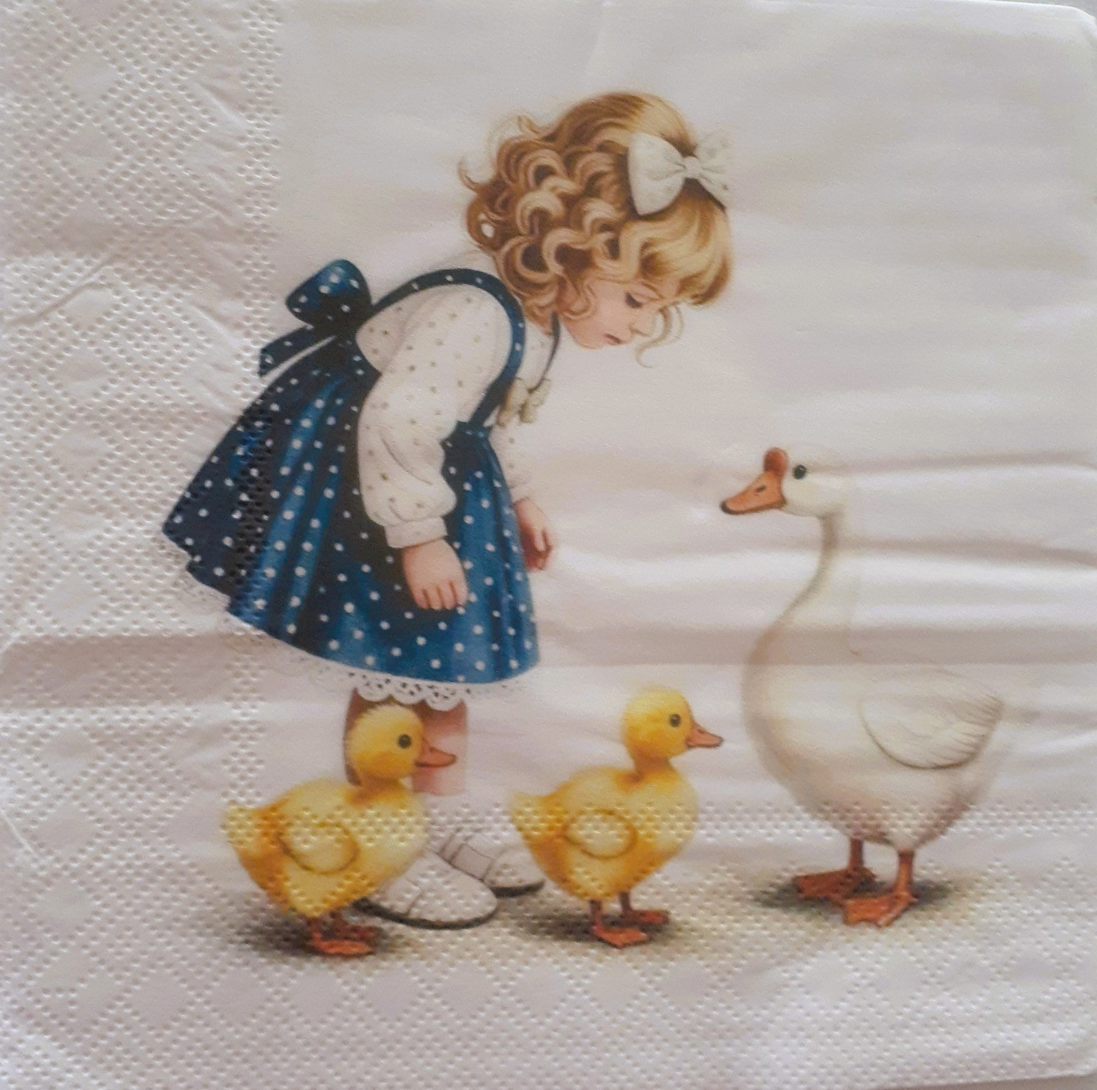 2 individual Paper Decoupage NAPKINS - GIRL AND GEESE 1 MOTIF