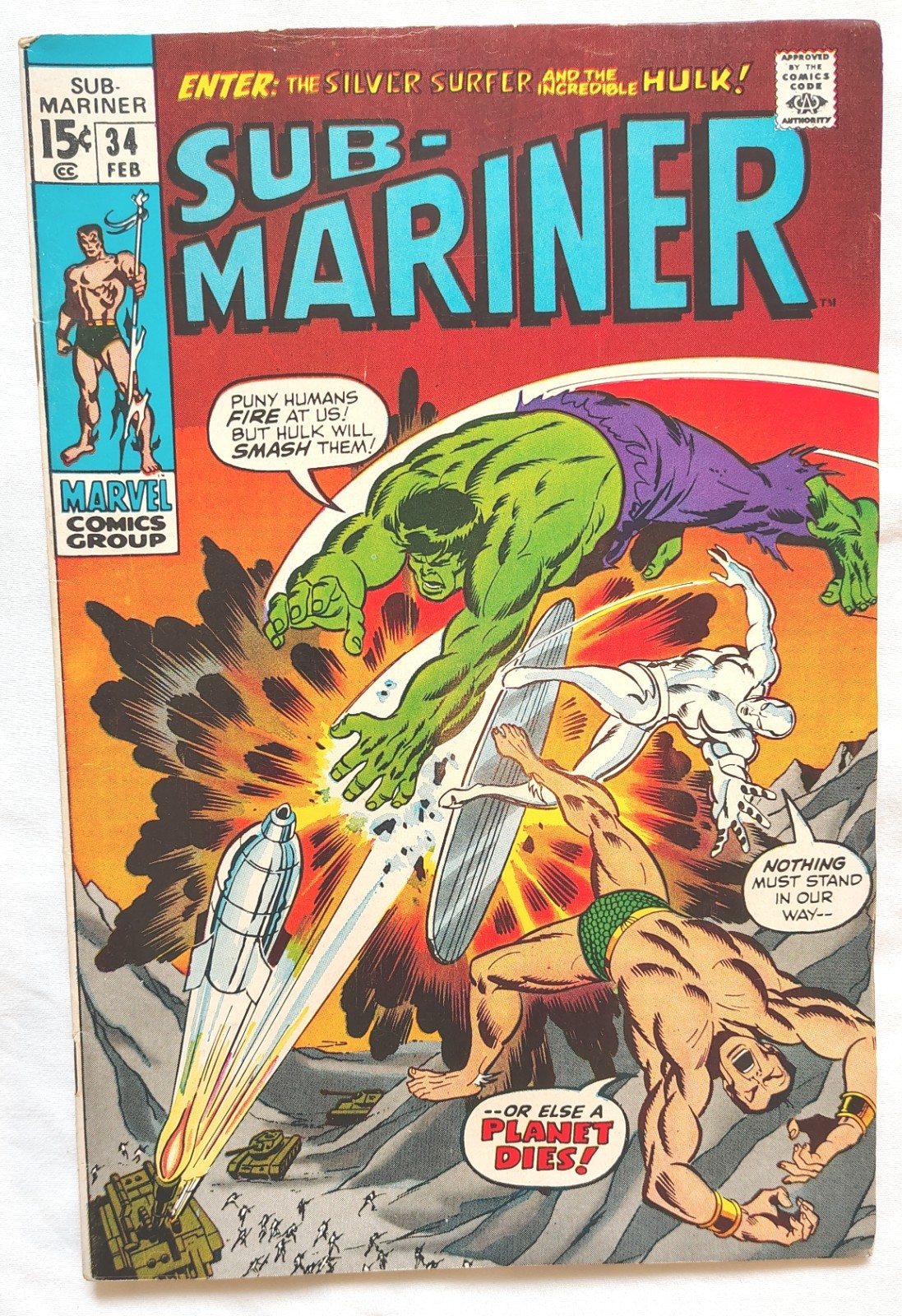 Sub-Mariner #34 1971 Vintage Marvel Comic Hulk Silver Surfer 1st App Defenders