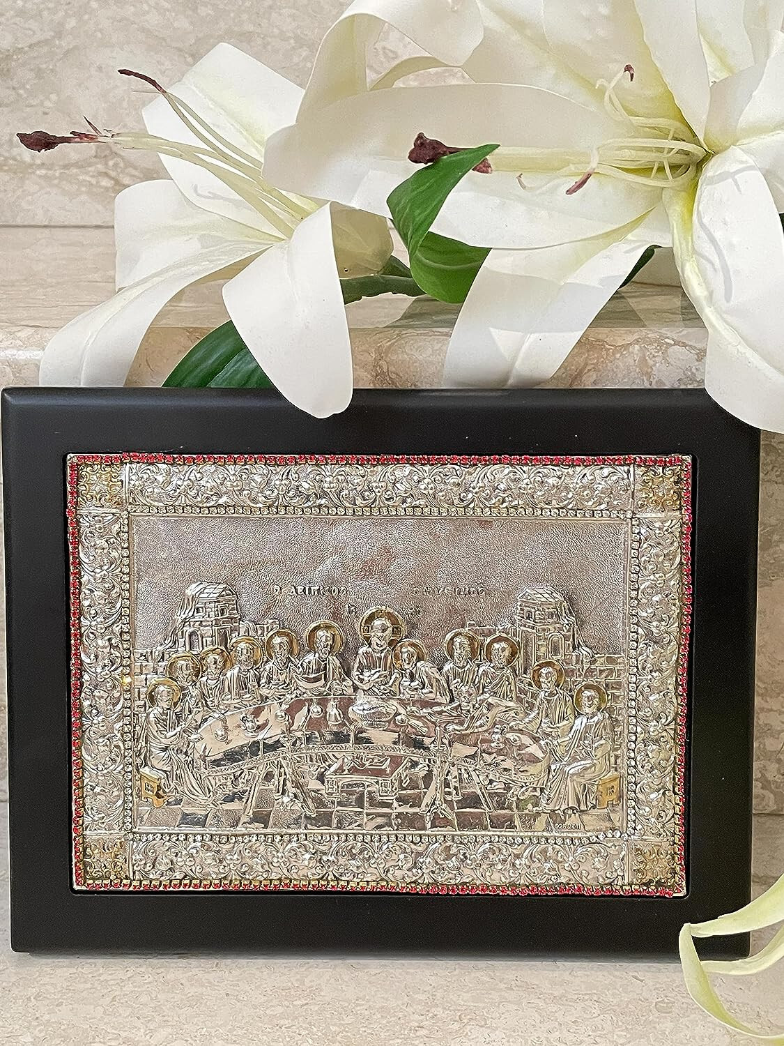 Vintage Christian Last supper Jesus Christ Icon Orthodox 408Gem Handpainted Icon Vintage Christian Last supper Jesus Christ Icon Orthodox 408Gem Handpainted Icon