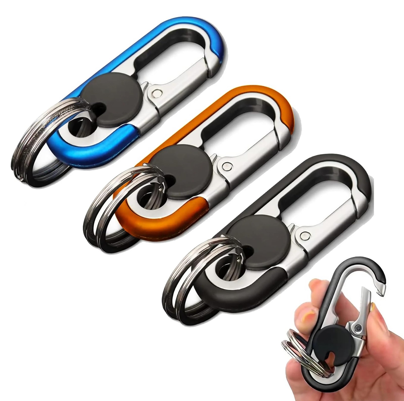 Men’s Car Key Chain 3PCS Stainless Steel Double Ring Personalized Keychain