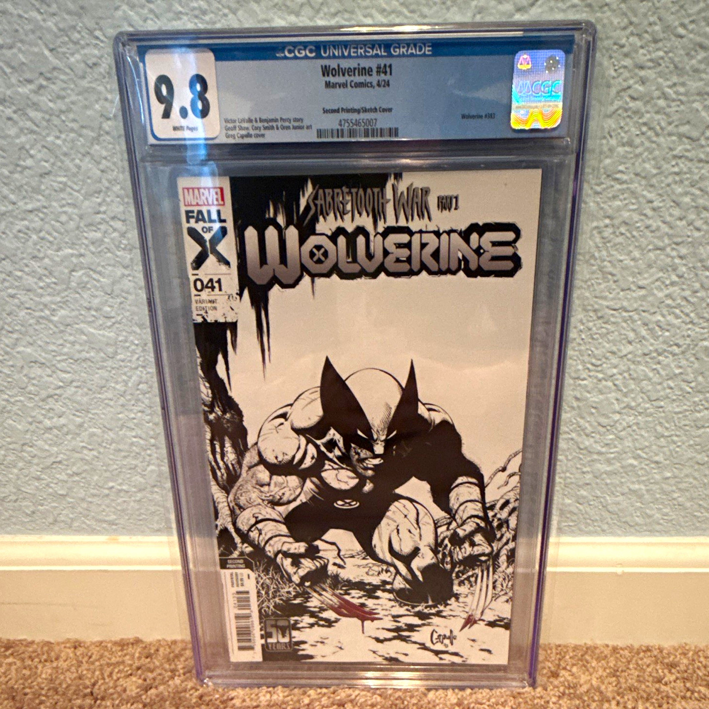 Marvel Wolverine #41 CGC 9.8 2nd Printing Greg Capullo Sketch Variant Cover