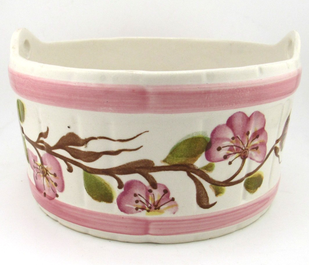 Vtg Hand Painted Floral Pottery Planter Vase Pot Portugal FTD Cottagecore