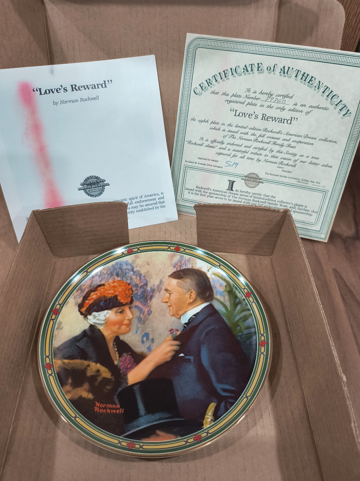 Knowles Collectors Plate Norman Rockwell American Dream Loves Reward Ltd Ed 1987