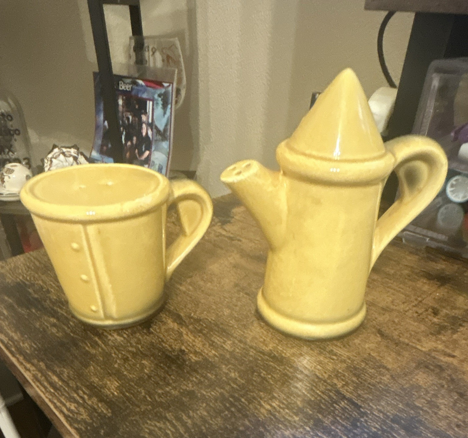 Yellow Glossy Ceramic Creamer & Lidded Sugar Bowl Set, Solid, X-5285