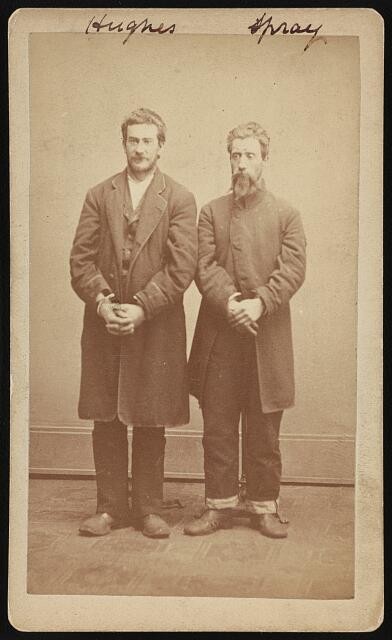 Photo:J J Spray R F Hughes 1870s Mugshot Handcuffed Standing Portrait