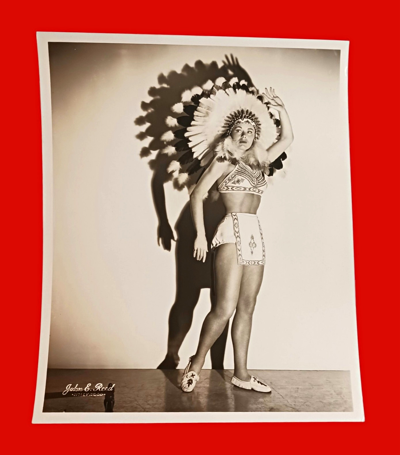 Vintage John E Reed Hollywood Theatrical Women Native  Feather Headress Photo
