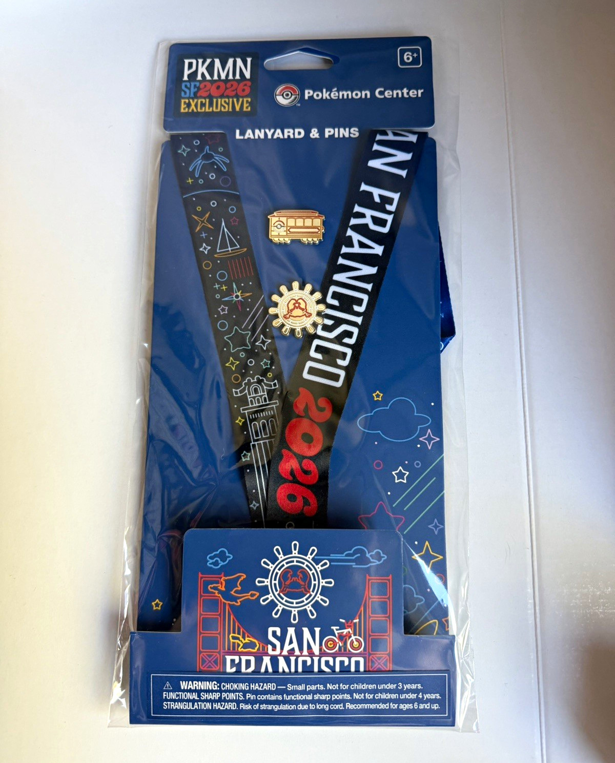 Pokemon Center PKMN SF 2026 Exclusive Pikachu Lanyard & Pins Set Blue