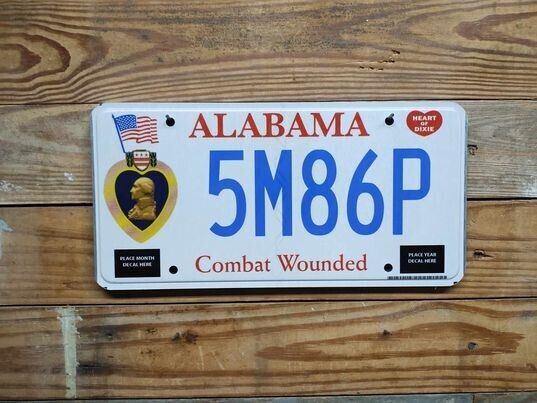 Alabama Expired 2020 Combat Wounded License plate 5M86P