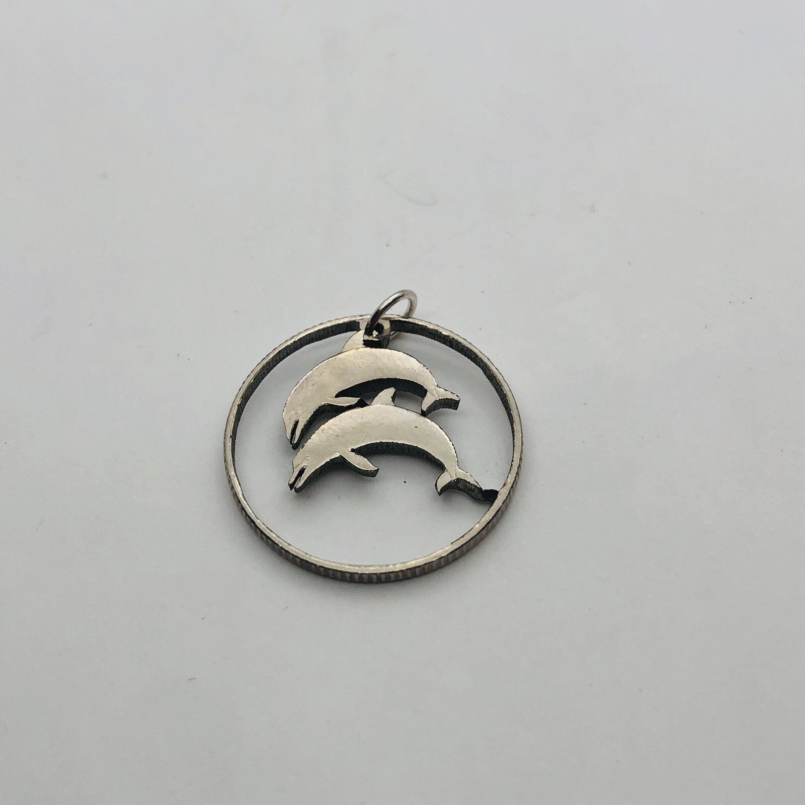 HOBO ART CUT OUT DOLPHINS QUARTER DOLLAR PENDANT CHARM VERY COOL