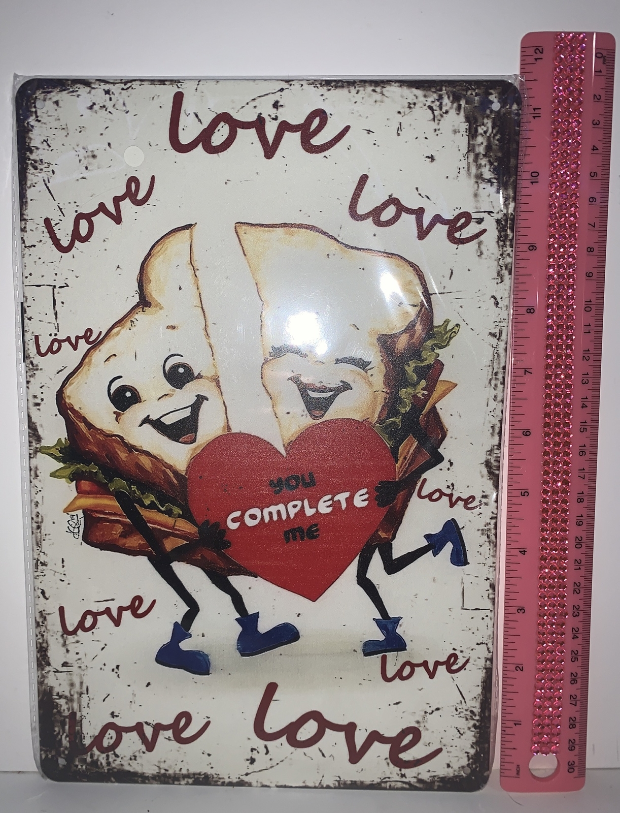Valentine Anthropomorphic Sandwich Vintage Style Tin Sign Decor Valentine’s Day Valentine Anthropomorphic Sandwich Vintage Style Tin Sign Decor Valentine’s Day