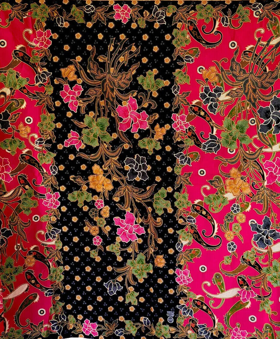 Vintage Floral Koi Pink Colorful Textile Fabric 43”W x 76”L
