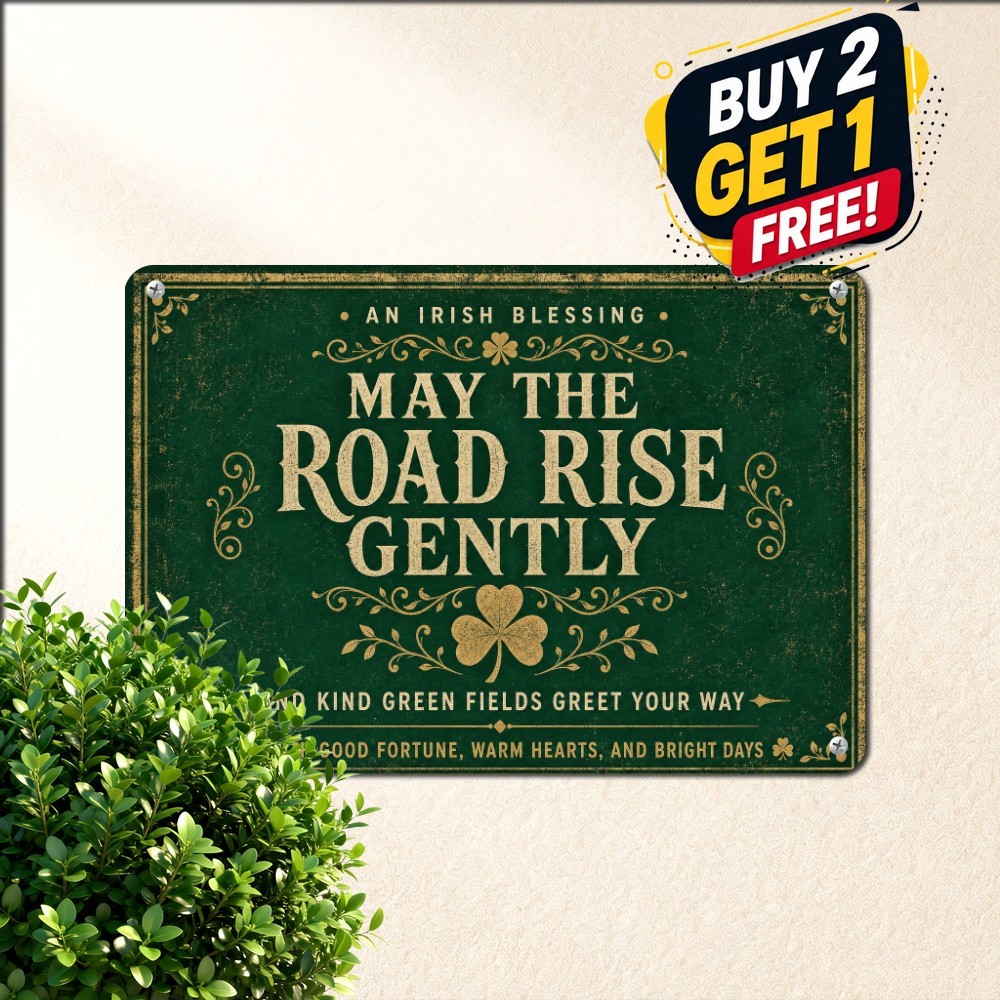 Irish Blessing Shamrock Wall Decor 8x12 St Patrick Holiday Celtic Metal Sign