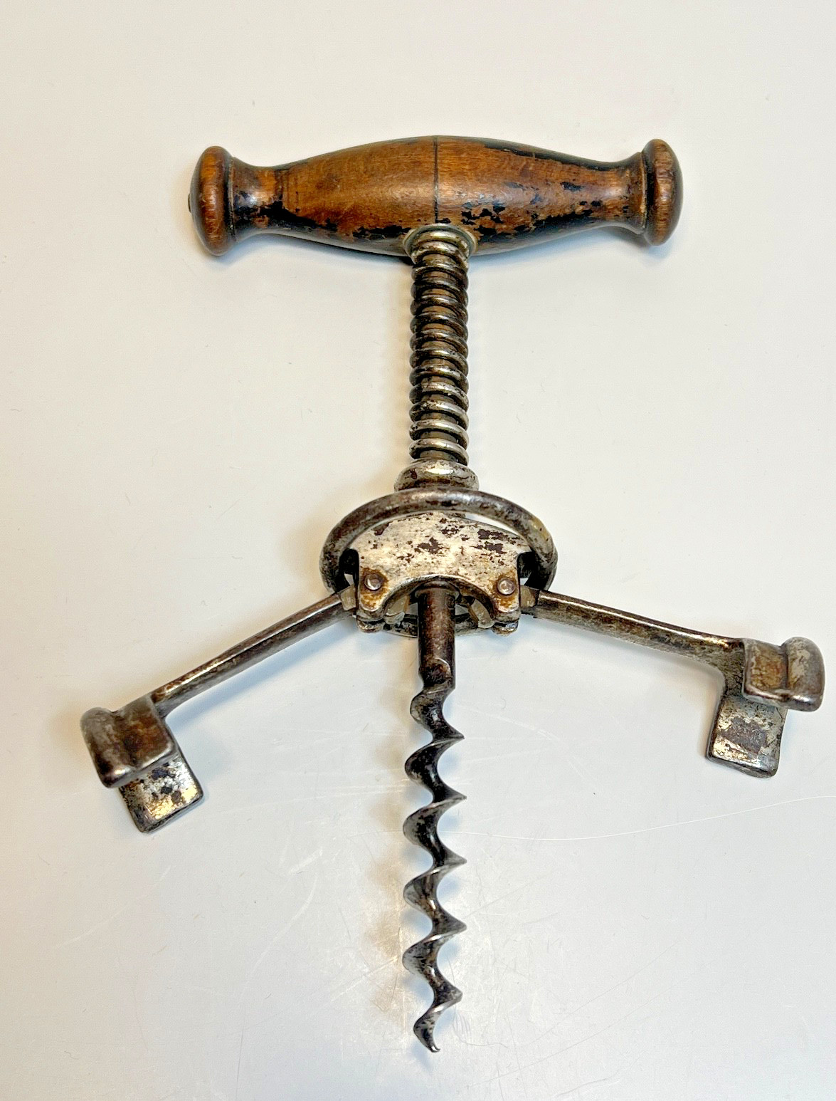 Antique German Columbus Spring Assisted Split Frame Corkscrew Bottle Opener