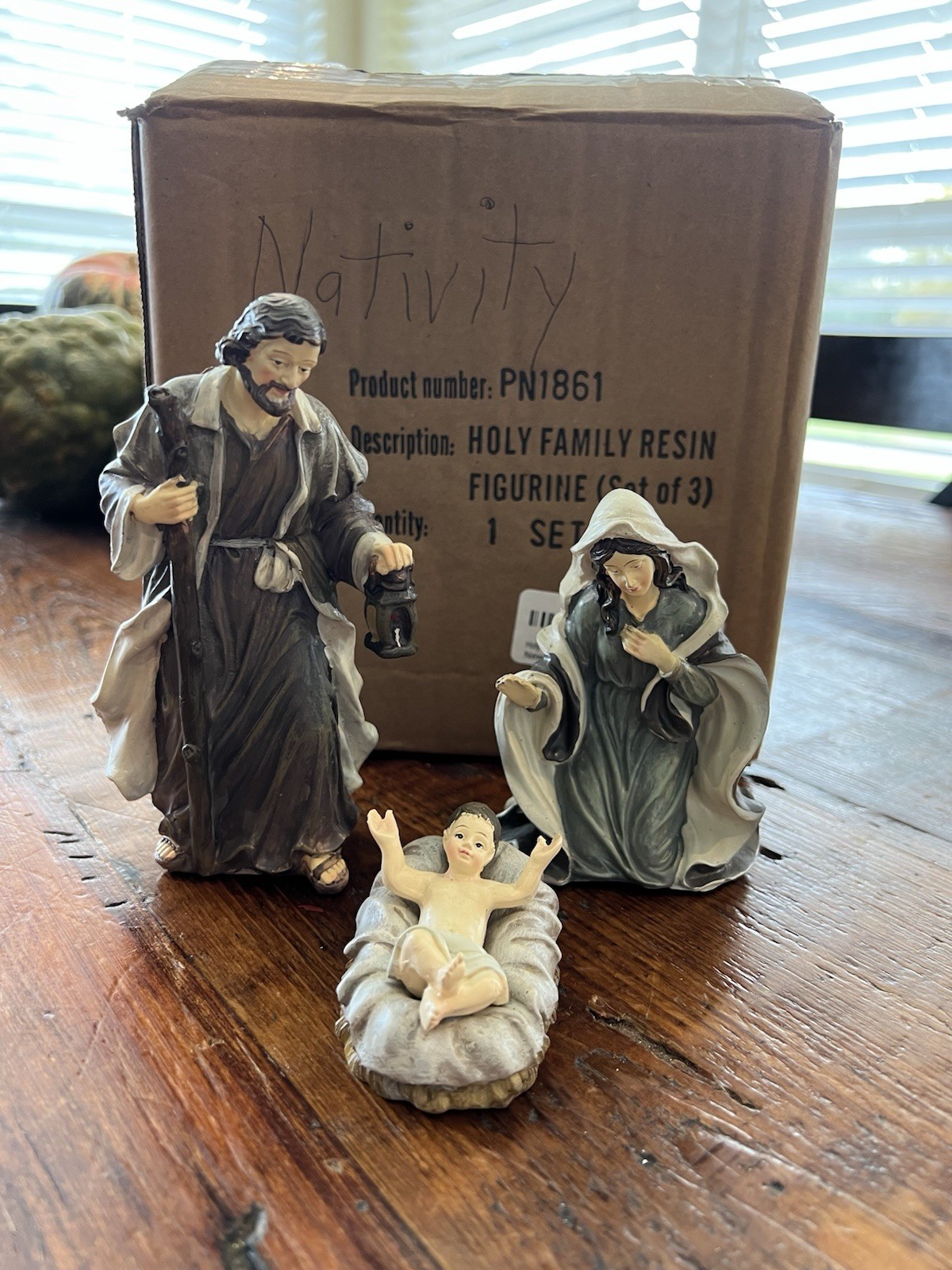 Sullivans Gifts Holy Family Nativity Set of 3, Mother Mary, Baby Jesus, Joseph